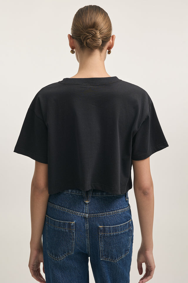 HOLLYWOOD T-SHIRT CROPPED BLACK