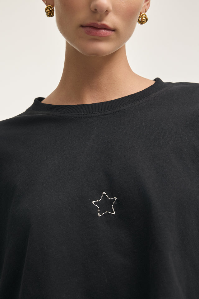 HOLLYWOOD T-SHIRT CROPPED BLACK