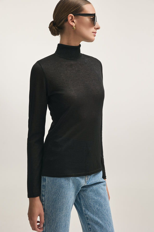 KATE KNITTED BLOUSE BLACK