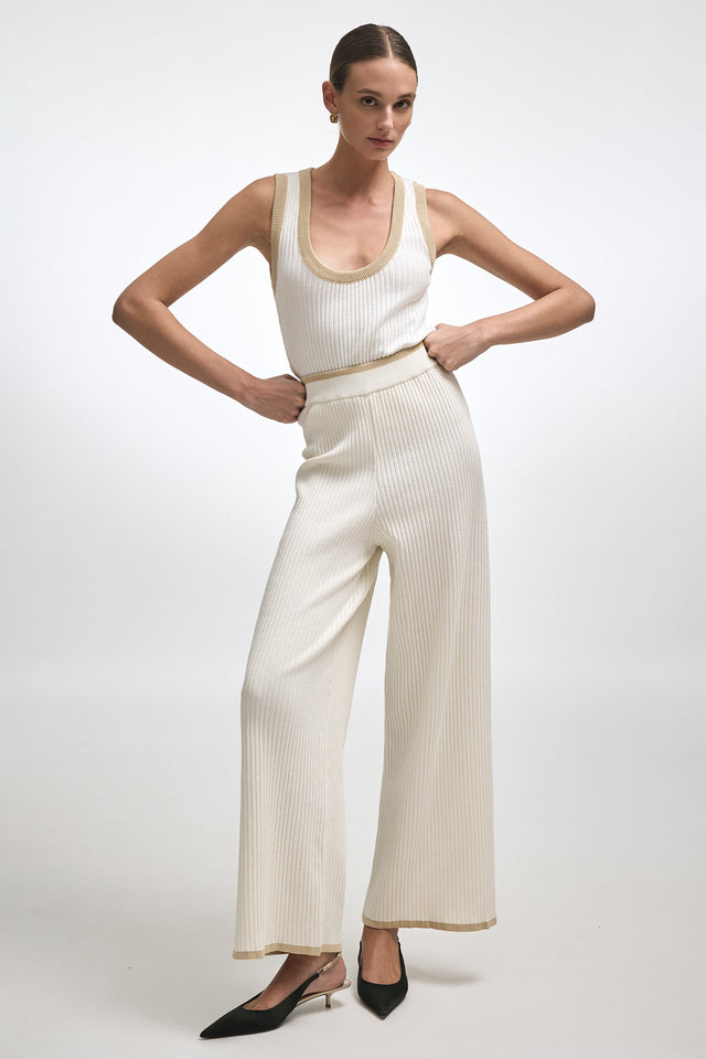 ROXANNE KNITTED TROUSERS OFF WHITE