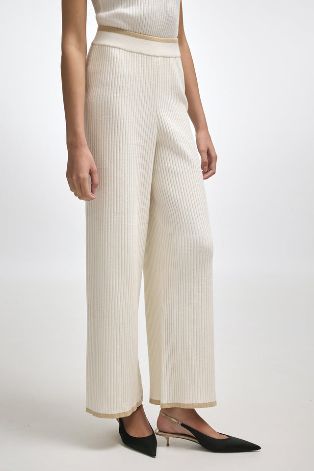 ROXANNE KNITTED TROUSERS OFF WHITE