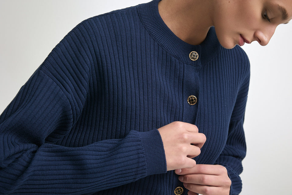 ROXANNE KNITTED CARDIGAN BLUE