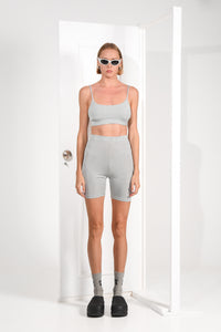 SLOW BIKER SHORTS|SILVER