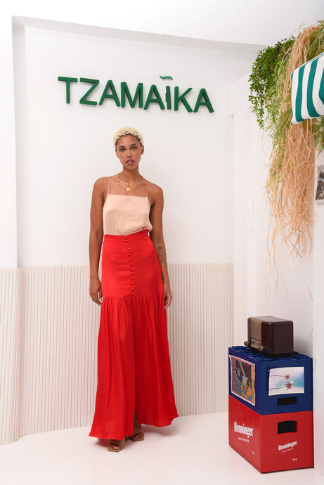 CORAL SKIRT RED