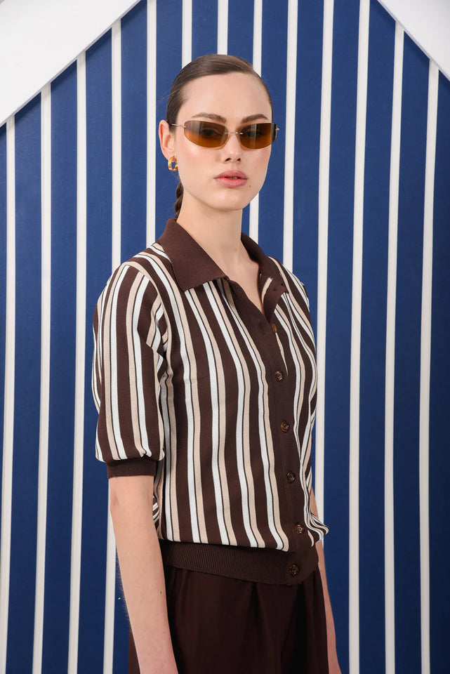 IBIZA POLO TOP BROWN