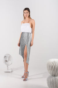 PUSSYCAT DOLLS MIDI SKIRT |SILVER