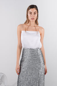 PUSSYCAT DOLLS MIDI SKIRT |SILVER