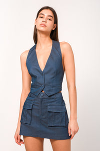 MEGHAN MONOCHROME VEST DENIM