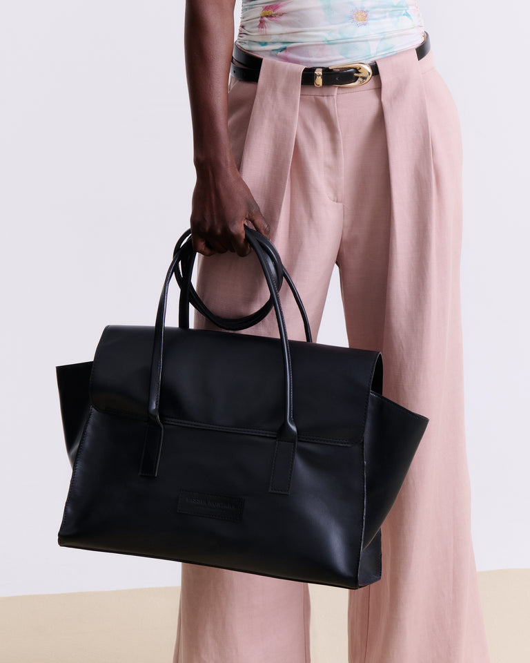 BLACK FOLDOVER BAG