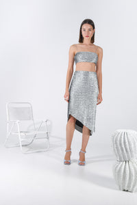 PUSSYCAT DOLLS MIDI SKIRT |SILVER