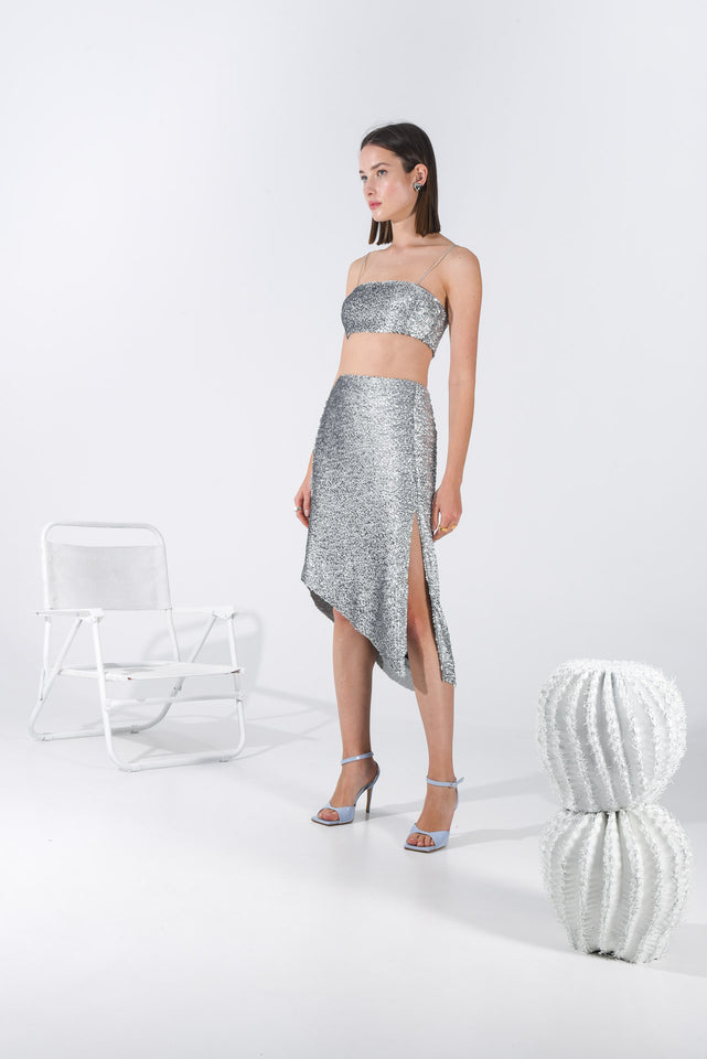 PUSSYCAT DOLLS MIDI SKIRT |SILVER