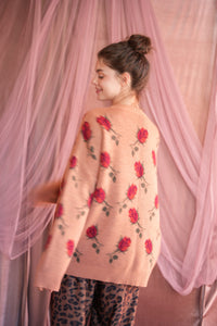 MINOLA KNITWEAR DARK PINK FLORAL