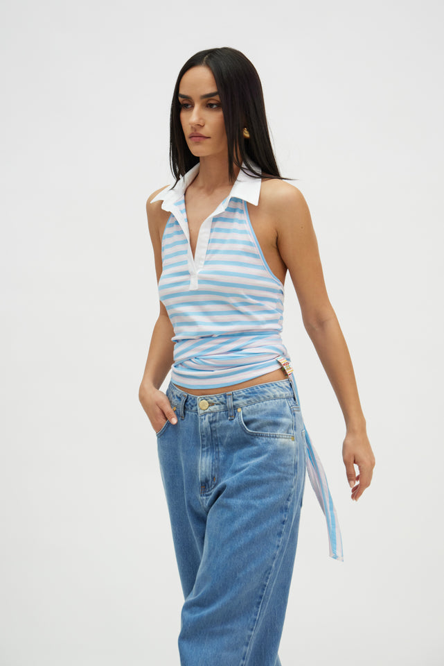 ST. BARTH TOP BLUE STRIPES