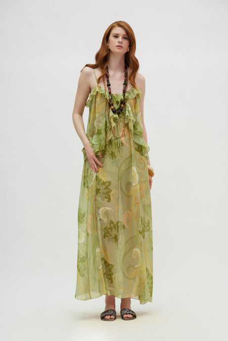 ROSE DRESS GOLD GREEN