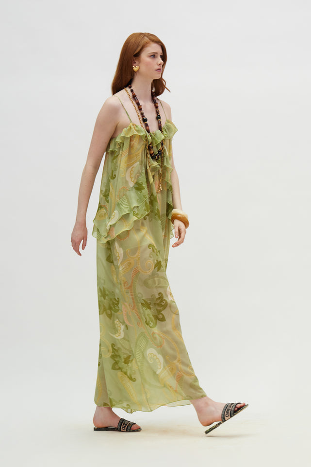 ROSE DRESS GOLD GREEN