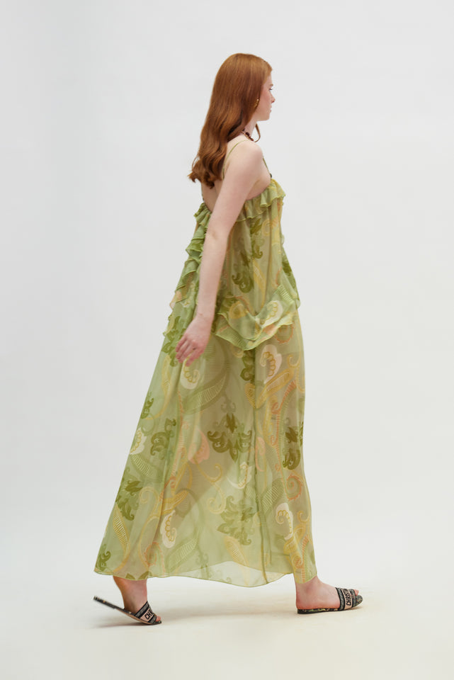 ROSE DRESS GOLD GREEN