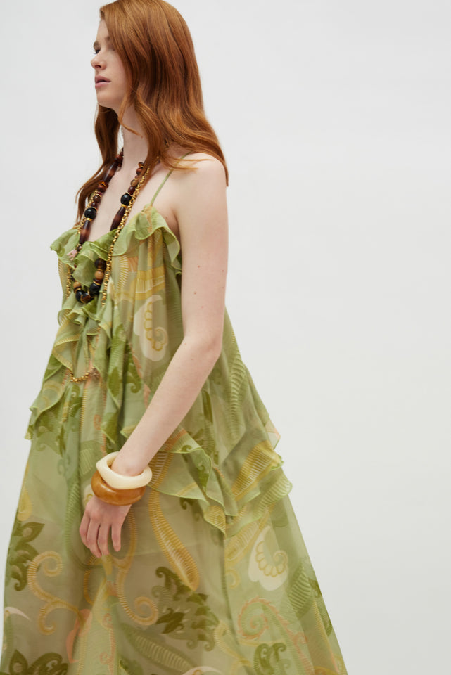 ROSE DRESS GOLD GREEN