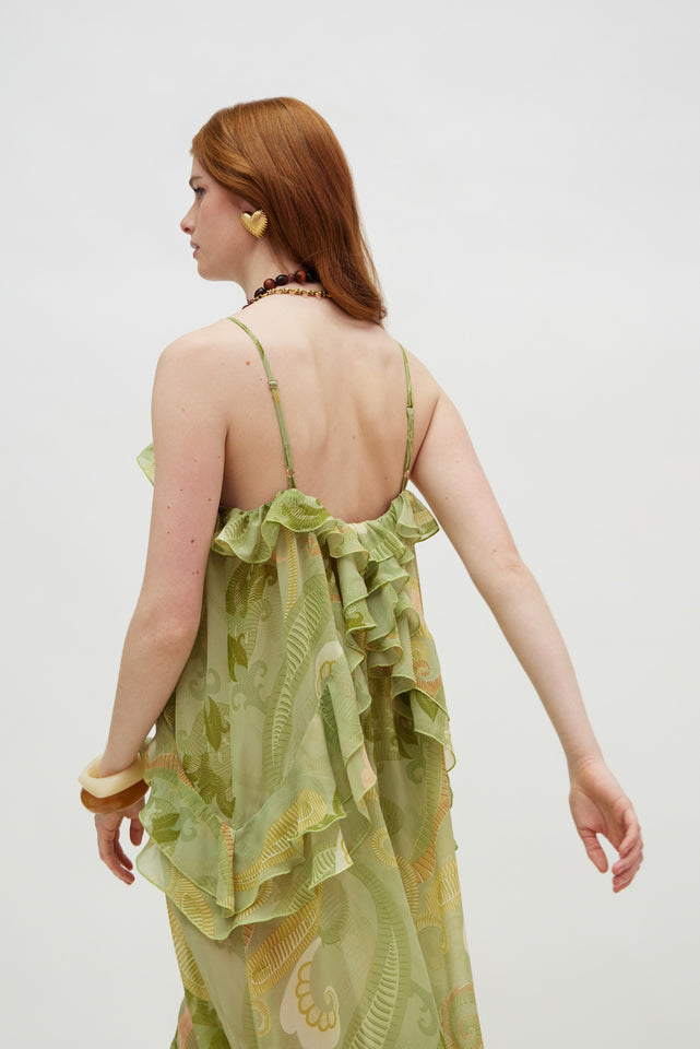 ROSE DRESS GOLD GREEN
