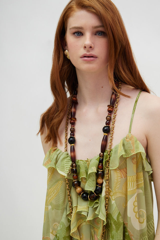 ROSE DRESS GOLD GREEN