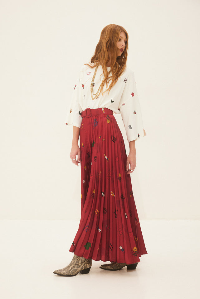 MOONFLOWER SKIRT BORDEAUX