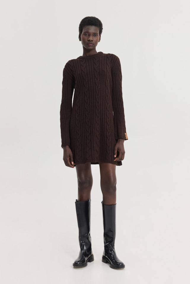ALUDRA KNITTED DRESS BROWN