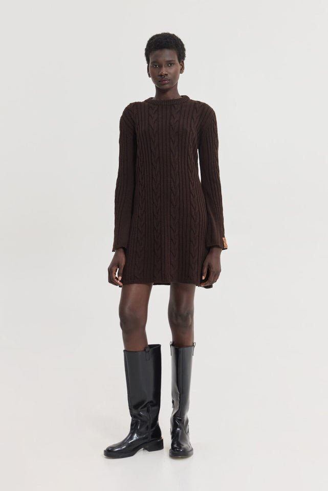 ALUDRA KNITTED DRESS BROWN