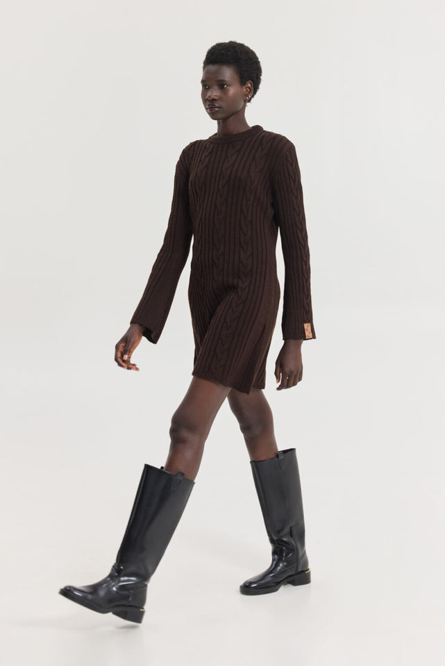 ALUDRA KNITTED DRESS BROWN