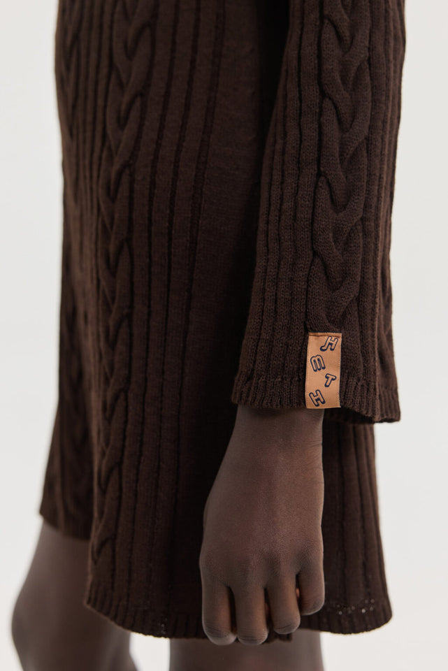 ALUDRA KNITTED DRESS BROWN