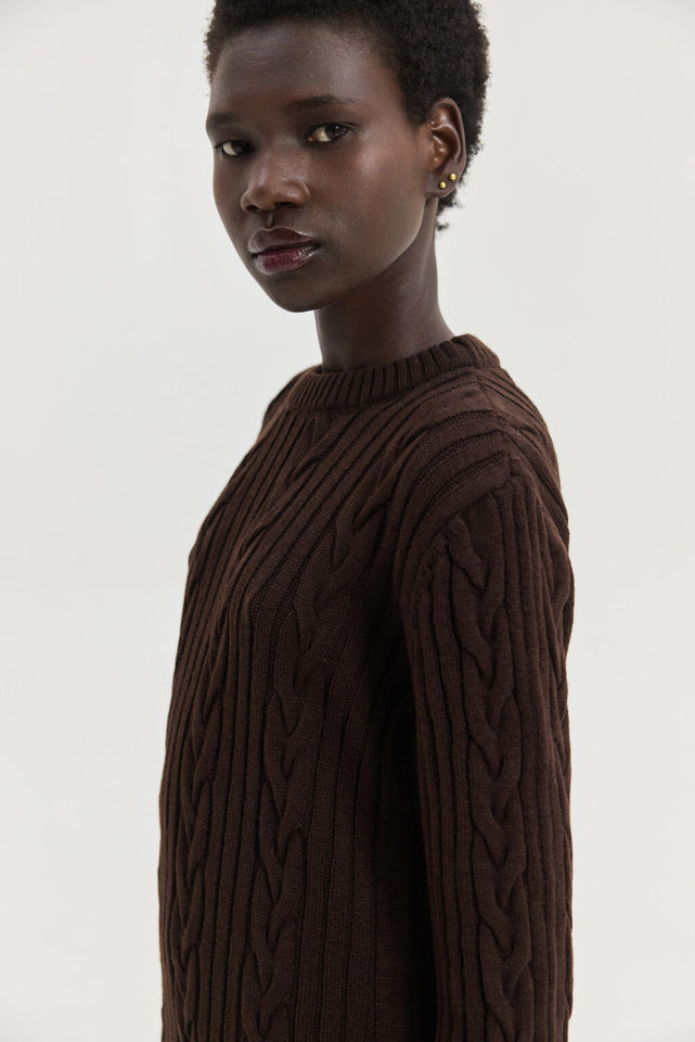 ALUDRA KNITTED DRESS BROWN