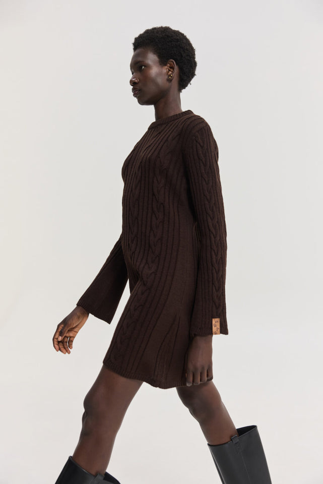 ALUDRA KNITTED DRESS BROWN