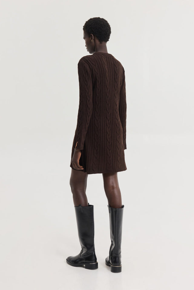 ALUDRA KNITTED DRESS BROWN