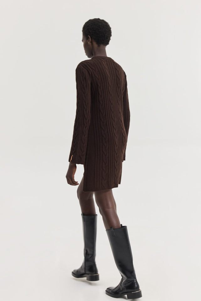 ALUDRA KNITTED DRESS BROWN