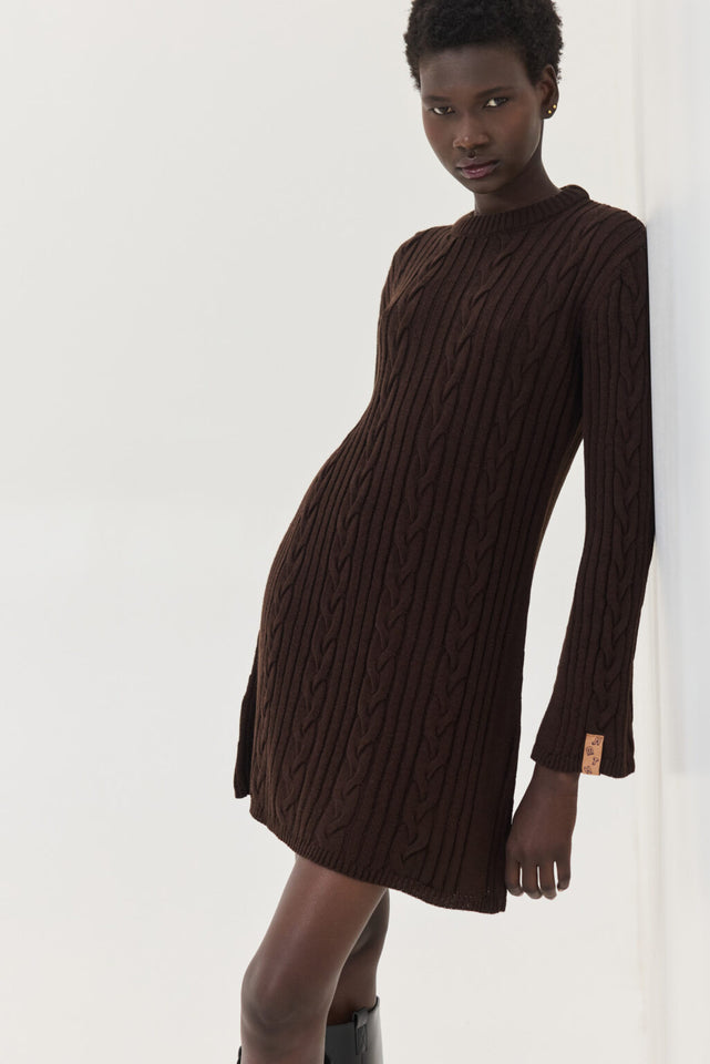 ALUDRA KNITTED DRESS BROWN