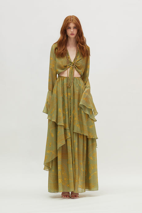 GLORIA DRESS GOLD GREEN