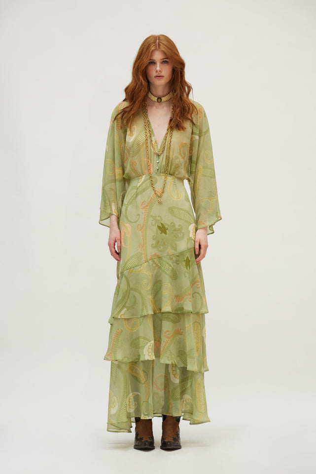 BARI DRESS GOLD GREEN