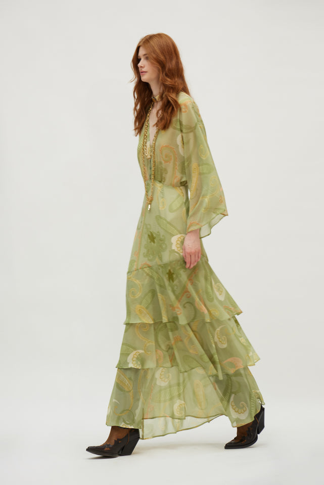 BARI DRESS GOLD GREEN