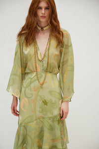 BARI DRESS GOLD GREEN