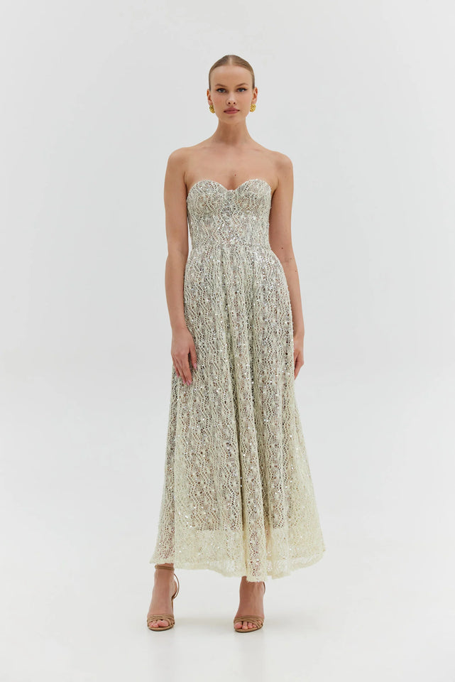 CRYSTAL DRESS TAUPE