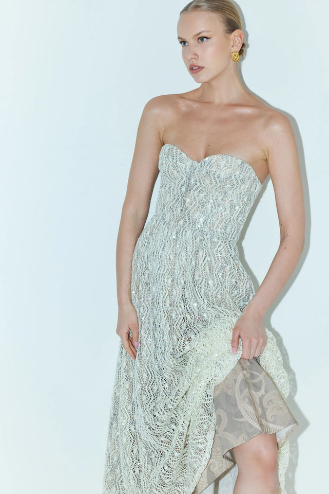 CRYSTAL DRESS TAUPE