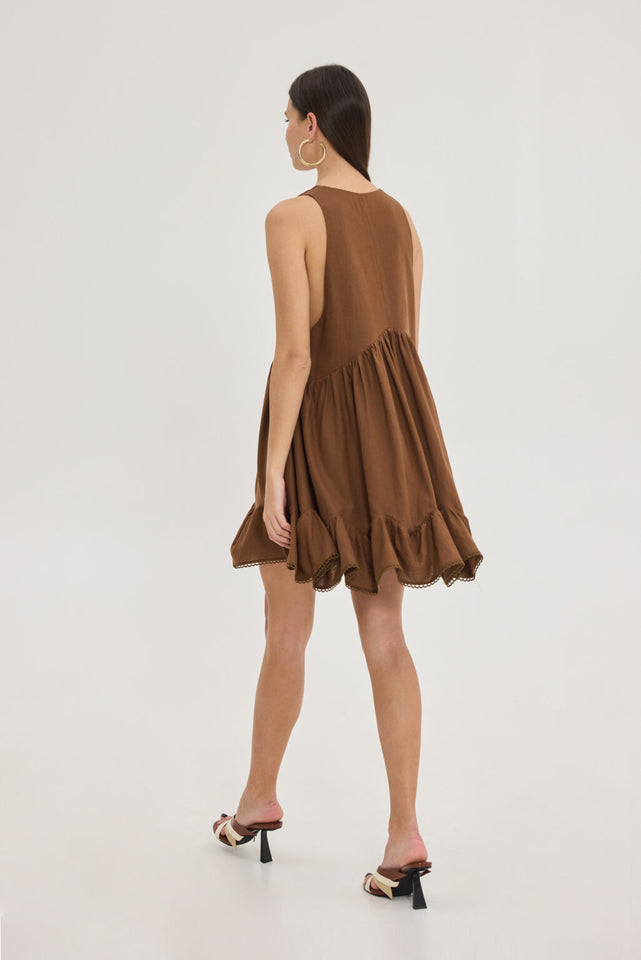 GABRIELLA DRESS BROWN