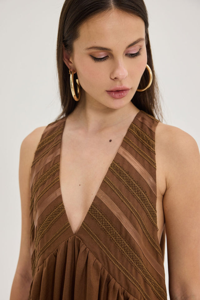 GABRIELLA DRESS BROWN
