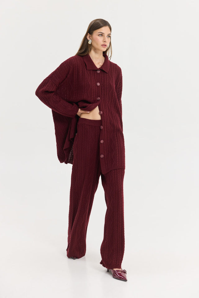 PALERMO KNITTED PANTS BORDEAUX
