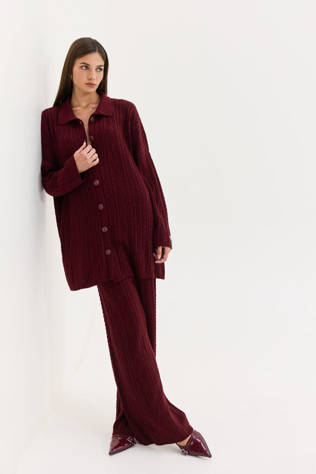 PALERMO KNITTED PANTS BORDEAUX