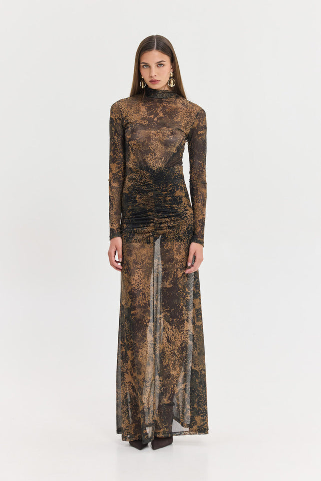 MANDARINO DRESS BROWN