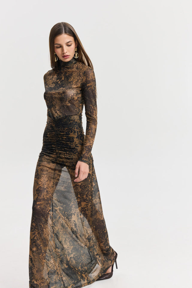 MANDARINO DRESS BROWN