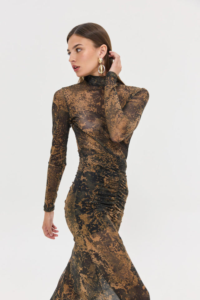 MANDARINO DRESS BROWN