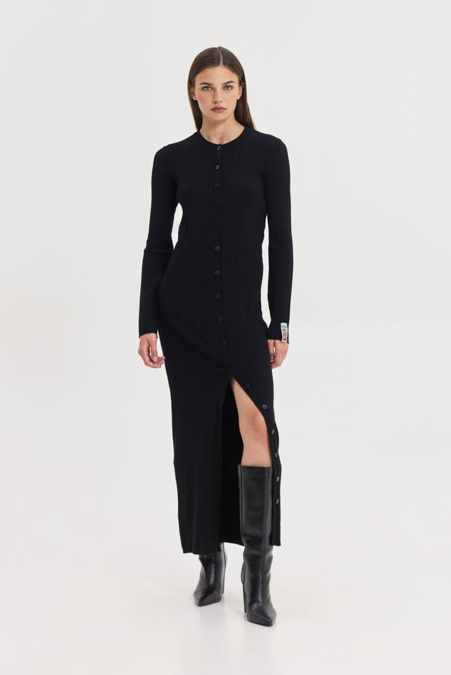 PUNCH KNITTED DRESS BLACK