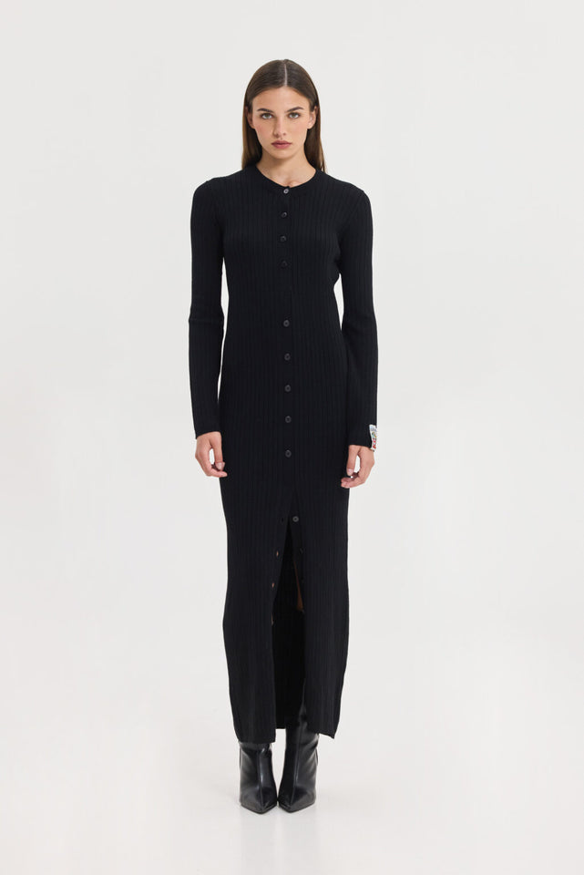 PUNCH KNITTED DRESS BLACK