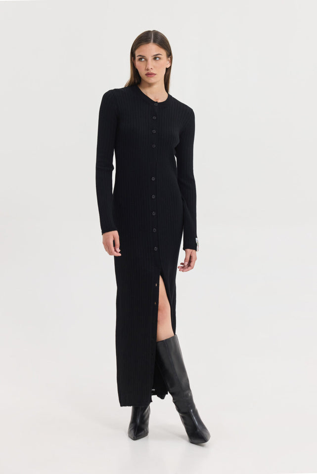 PUNCH KNITTED DRESS BLACK