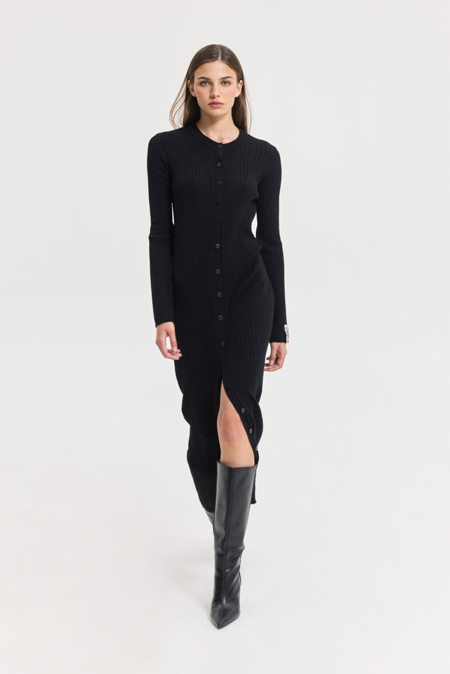 PUNCH KNITTED DRESS BLACK